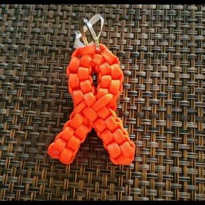5 Orange Awareness Ribbon Keychains